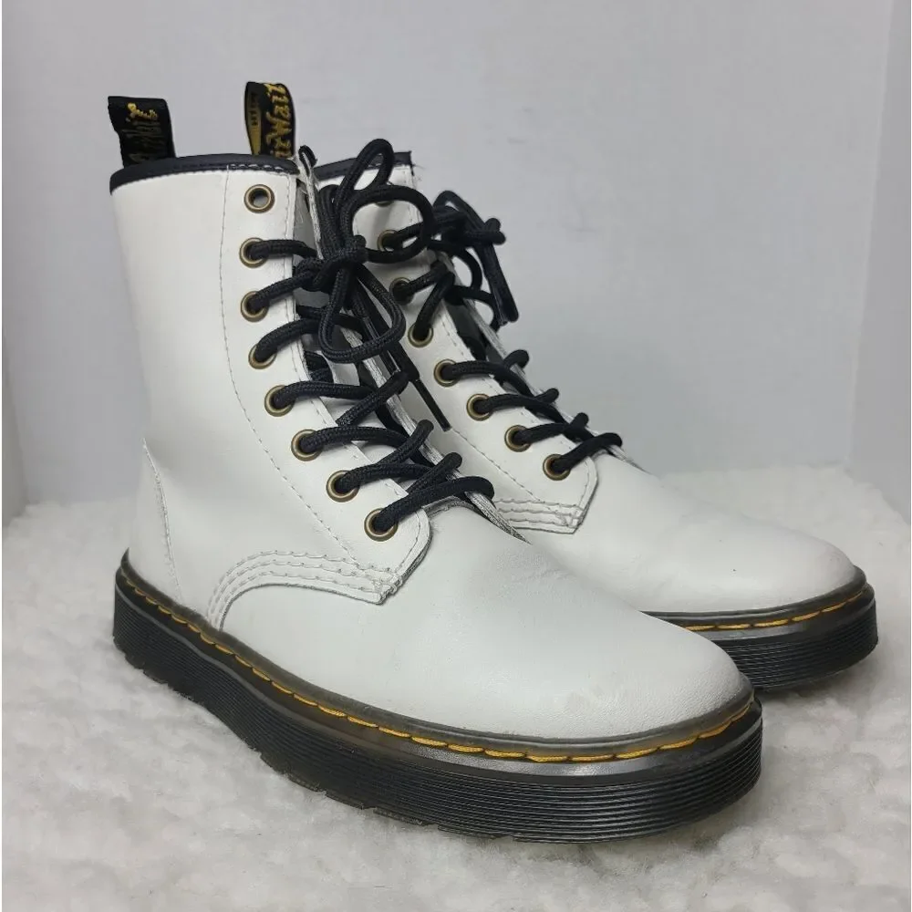 Dr. Martens Women's Size 6 Zavala White Leather Lace Up Combat Boots
